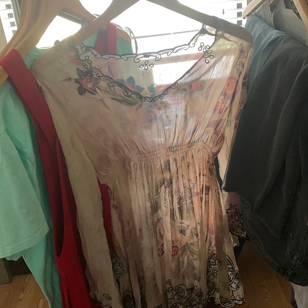 Sheer top with lace detail